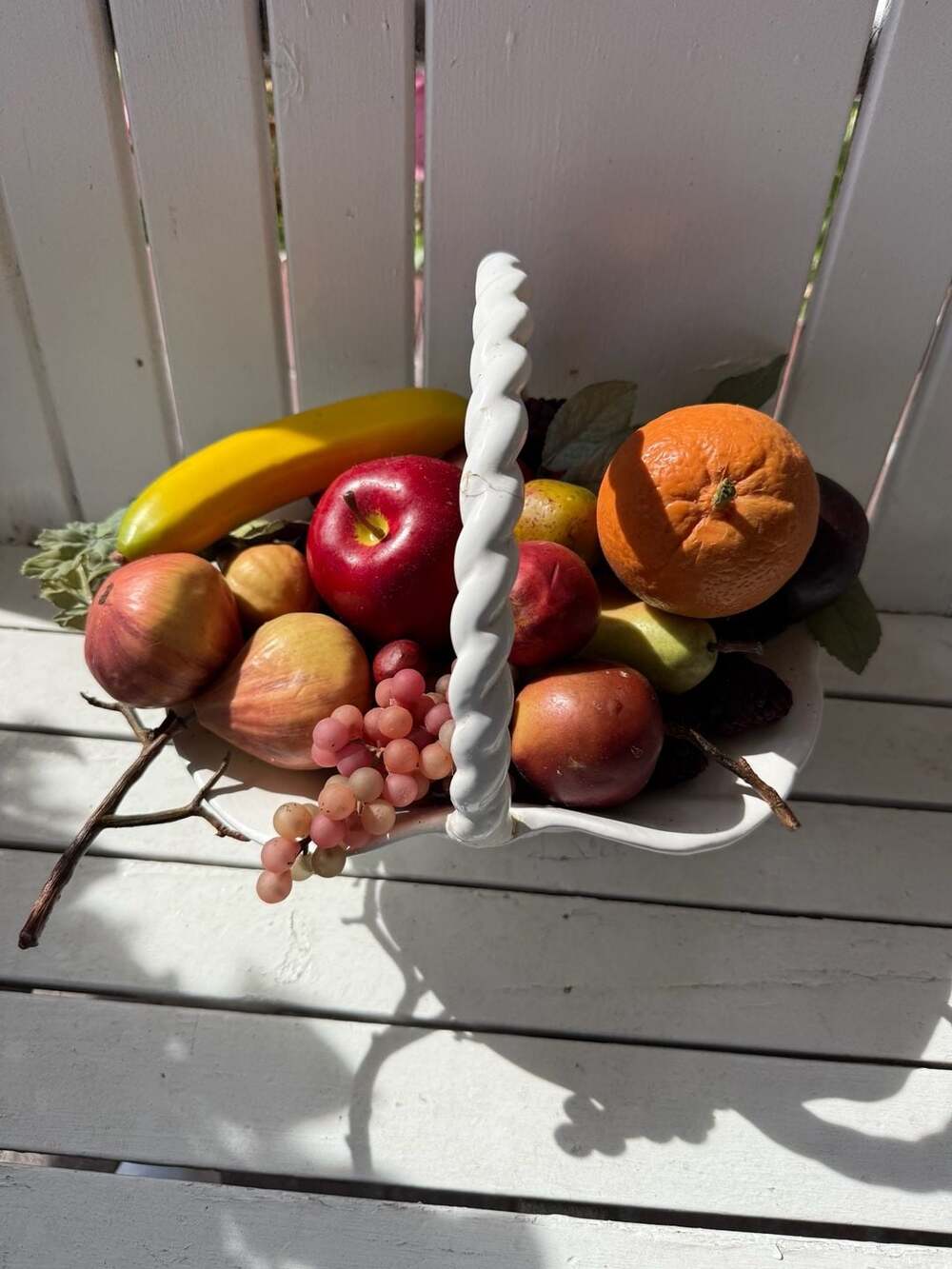 Capodimonte Ceramic Open Weave Lattice Fruit Basket